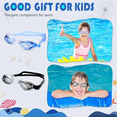 Vista 7 de Paquete de 20 pares de gafas de natación unisex para niños de 4 a 14 años, antiniebla, sin fugas, paquete de 20 pares