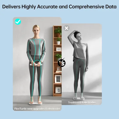 Vista 2 de Báscula inteligente para peso corporal, báscula digital de baño de 8 electrodos con IMC, grasa corporal, masa muscular, 28 mediciones de composición