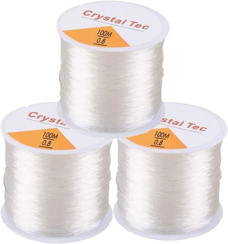 Vista 12 de Hilo elástico de 0.024 in para pulseras, 3 rollos de cordón elástico, cuerda elástica de cuentas de cristal para pulseras, cuentas y fabricación