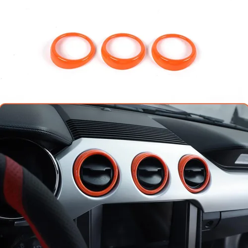 Vista 8 de RT-TCZ Anillo de cubierta de ventilación de salida de aire acondicionado para consola central, accesorios interiores para Ford Mustang 2015-2022, 3