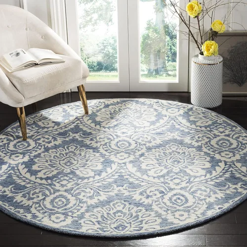 Vista 14 de SAFAVIEH Blossom Collection - Alfombra decorativa, 2 x 3 pies, azul y marfil, lana hecha a mano, ideal para zonas de alto tráfico en entrada, sala