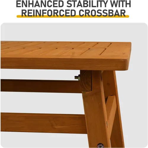 Vista 6 de Mesa auxiliar de madera para exteriores con mesa de rejillas, mesa auxiliar rectangular de madera de cedro de 42 pulgadas para jardín, piscina