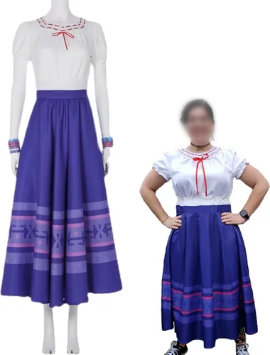 Vista 2 de PAINEOMN Mirabel Dolores Pepa Luisa Costume Dress for Women Adult Madrigal Family Cosplay Outfit for Halloween