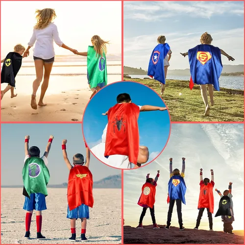 Vista 7 de InPoTo Superhero Capes for Kids,Heroes Capes and Masks Fit for 3-12years old boy and girls Dress Up