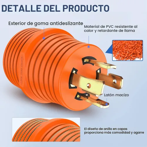Vista 2 de Nilight Adaptador de corriente RV de 30 amperios a 30 A L14-30P a TT-30R Macho de 30 amperios a hembra de 30 amperios