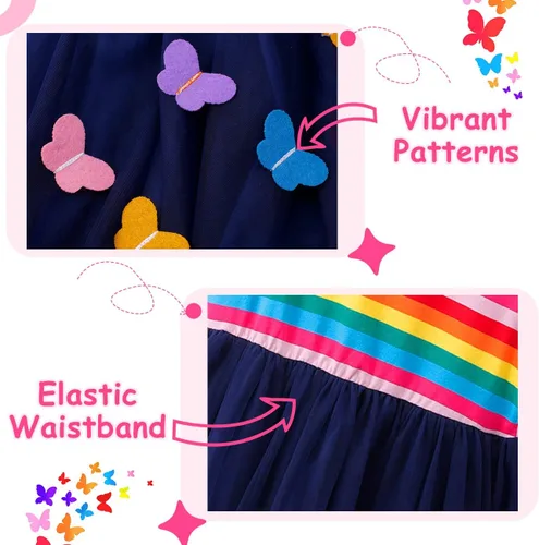 Vista 5 de VASCHY Lindo traje casual de manga larga para niñas de otoño y primavera, talla 3-10T