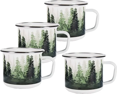 Vista 10 de Golden Rabbit Enamelware - Tazas grandes de café o té, 24 onzas, cangrejo azul, juego de 4