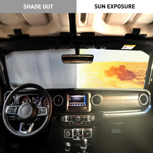 Vista 3 de Savadicar Parasol para parabrisas para Jeep Wrangler JL JLU y Gladiator JT 2018-2025, protector térmico, estructura laminada triple de papel