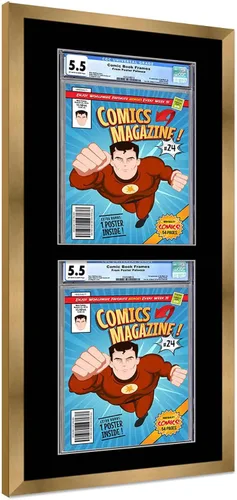 Vista 26 de Poster Palooza Marco de cómics con paspartú para 1 cómic de grado CGC, CBCS o PGX, marco de cómic de bronce para cómic de 8.125 x 13 pulgadas