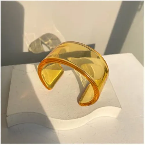 Vista 2 de Pulsera ligera y colorida de resina acrílica, transparente, gruesa, delgada, de cara ancha, resina acrílica, para mujeres y niñas, joyería de moda