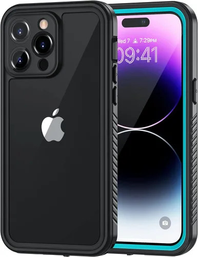 Vista 27 de Lanhiem Funda para iPhone 14, impermeable IP68 a prueba de polvo con protector de pantalla integrado, resistente a prueba de golpes de cuerpo Negro