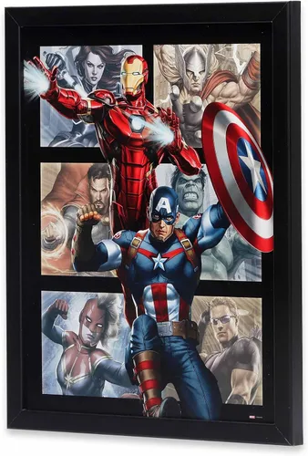 Vista 2 de Decoración de pared de madera enmarcada de Marvel Avengers