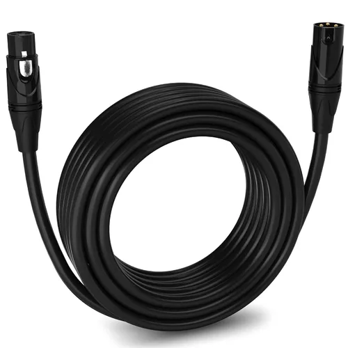 Vista 39 de LyxPro Cable de micrófono XLR hembra a macho de ángulo recto de 3 pines de 1.5 pies para altavoces amplificados, interfaz de audio, rendimiento
