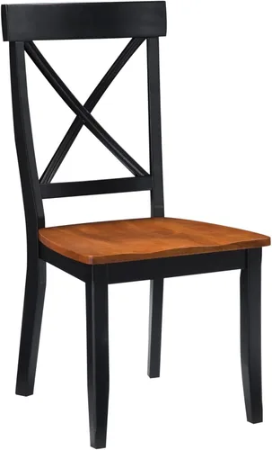 Vista 6 de Home Styles - Par de sillas de comedor clásicas de color negro y roble, con construcción de madera maciza, acabado de roble de cabaña, respaldo