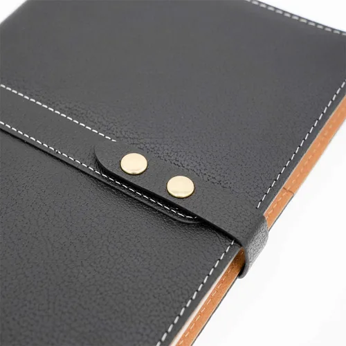 Vista 9 de Juego de cuadernos de tapa dura, cuaderno de papel grueso clásico a rayas con lazo para bolígrafo y bolígrafo, A5 192 páginas, cubierta dura de piel
