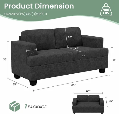 Vista 3 de Fiona's magic Juego de sofá de 6 plazas, juego de 3 piezas cómodo sofá con otomán, sofá de asientos profundos para sala de estar, sofá cama moderno