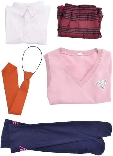 Vista 4 de miccostumes Disfraz de anime para mujer, uniforme escolar con suéter chaleco