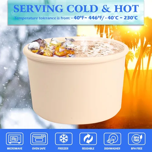 Vista 7 de Webake Recipientes de silicona para helado con tapas, 8 onzas, vasos de helado caseros reutilizables para congelador, juego de 4