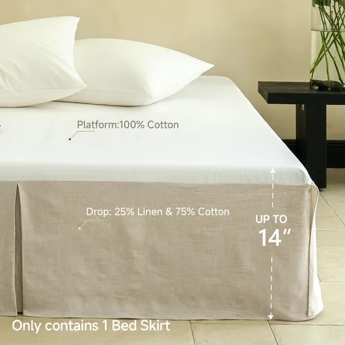Vista 3 de Simple&Opulence Falda de cama de lino francés con volantes antipolvo clásicos de 14 pulgadas de caída, mezcla de algodón de lino y lino natural