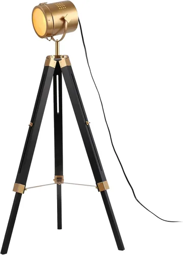 Vista 7 de Decoluce Lámpara de Pie Industrial con Trípode de Mesa Madera Vintage Reflector de Búsqueda de Cine Accesorios de Iluminación de Pie Foco Náutico