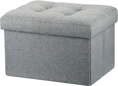 Vista 24 de LINMAGCO Otomana Otomana de almacenamiento con almacenamiento pequeño reposapiés taburete debajo del escritorio, reposapiés plegable corto de tela