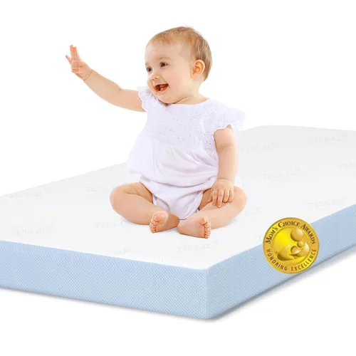 Vista 11 de BABELIO Colchón transpirable para cuna, de doble cara, espuma viscoelástica, impermeable, funda extraíble y lavable a máquina, para niños pequeños