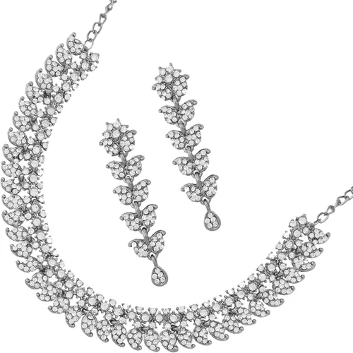 Vista 8 de Touchstone Conjunto de joyas de boda india, collares tradicionales de oro para mujer, conjuntos de diamantes de imitación de declaración hollywood 1