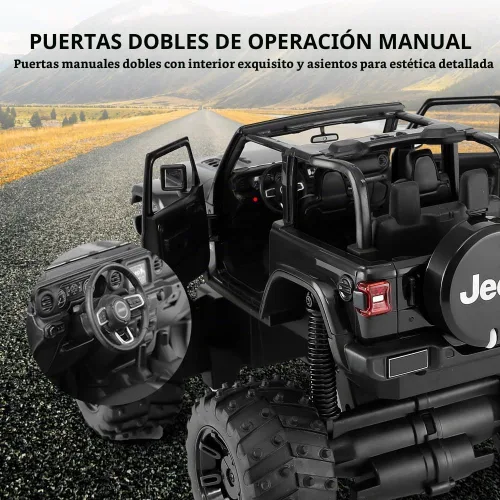 Vista 6 de Coche RC todoterreno con licencia 1/14 para Jeep, puertas abiertas, luces
