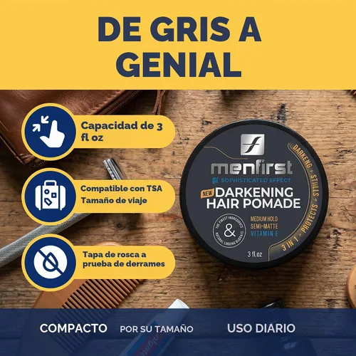 Vista 9 de MENFIRST Pomada para el cabello y la barba para hombres - Cobertura gris Dark Shades