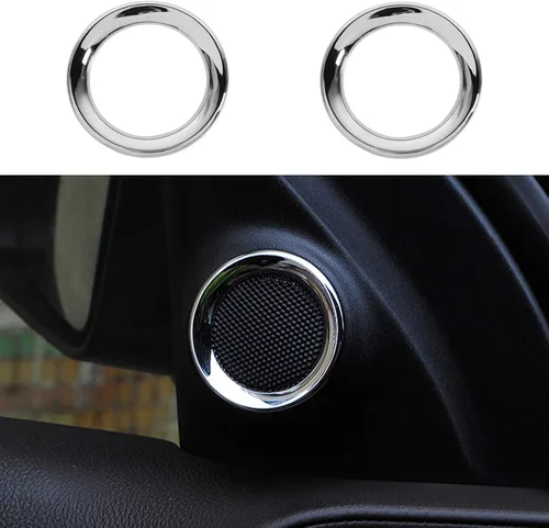 Vista 9 de CheroCar Cubierta del altavoz de la puerta delantera para Jeep Grand Cherokee 2011-2020, grano de fibra de carbono, 2 piezas/juego