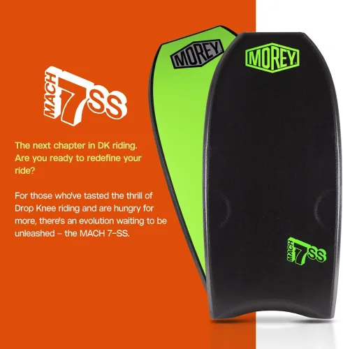 Vista 4 de Morey Mach 7-SS Body Board - Varilla de doble potencia para contornos de rodilla, riel de timbre superior, cola creciente