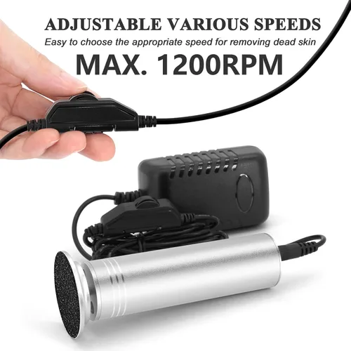 Vista 2 de Removedor de callos eléctrico mejorado para pies, 1200 rpm, velocidad ajustable, lima eléctrica profesional para pies, pedicura, lijadora de pies