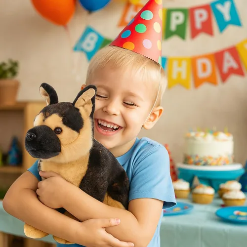 Vista 3 de Animal de peluche de pastor alemán, 16 pulgadas, suave y realista, juguete de peluche para niños y niñas, abrazable y lavable, no desprende pelusa