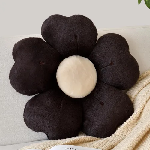 Vista 17 de Almohada en forma de flor, lindas almohadas decorativas con suave pelaje de conejo para sofá, cama, silla y suelo, almohadas de Navidad, cojines
