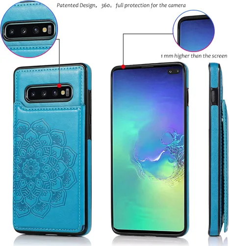 Vista 8 de Asuwish Funda compatible con Samsung Galaxy S10 y protector de pantalla de vidrio templado, accesorios para tarjetero con ranura para soporte