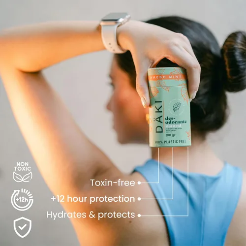 Vista 5 de Däki Natural Deodorant Stick 100 g – Refreshing Mint, Aluminium-Free, Natural, Paraben Free – Sensitive Skin – Biodegradable Compostable Packaging