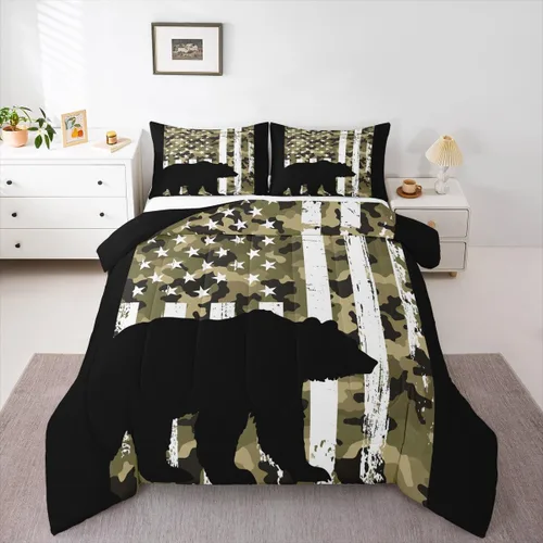 Vista 30 de Erosebridal Happy Camping - Edredón tamaño individual para niños, juego de ropa de cama de animales del bosque del bosque para bebés, niños y niñas