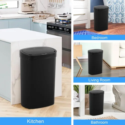 Vista 7 de Basurero automático de cocina de 13 galones con tapa, diseño sin contacto y silencioso con control de olores, para cocina dormitorio oficina
