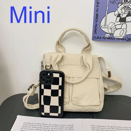 Vista 3 de Bolso bandolera pequeño de lona para mujer, lindo mini bolso cruzado, bolso casual para el hombro, bolso Hobo