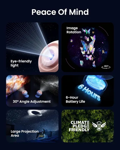 Vista 7 de POCOCO Proyector de Estrellas de Galaxia para Dormitorio con Discos de Película Óptica Reemplazables, Proyector Nocturno de Planetario Doméstico