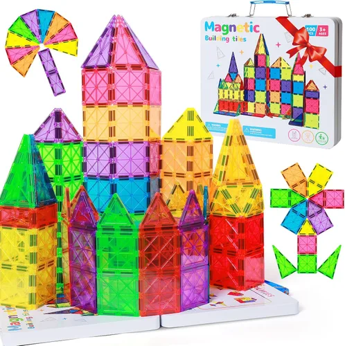 Vista 12 de Magnetic Downhill Racer Track: 40pc Blocks Set w Car, STEM Toy 3-8