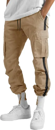 Vista 3 de Pantalones largos plisados de pierna recta para hombre, pantalones deportivos con bolsillos, pantalones de lino blanco para hombre, pantalones