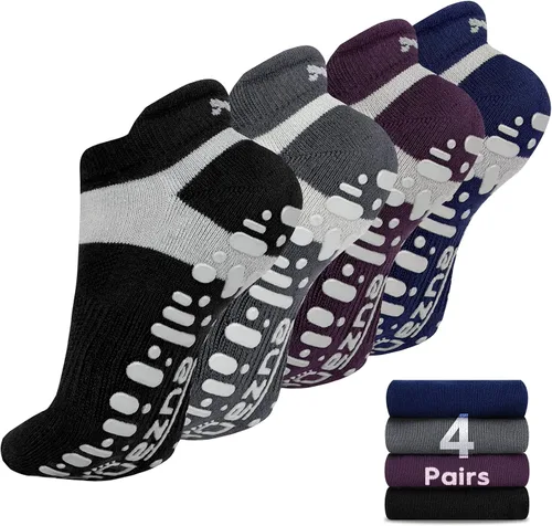Vista 8 de Muezna Calcetines de yoga antideslizantes para mujer, antideslizantes, para pilates, barras, calcetines de hospital con agarres, talla 5-10