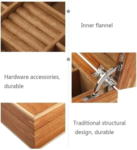 Vista 5 de TOEWOE Caja organizadora de joyas, caja de joyería de madera para mujer, caja de almacenamiento de joyas con cerradura, caja de joyería de viaje