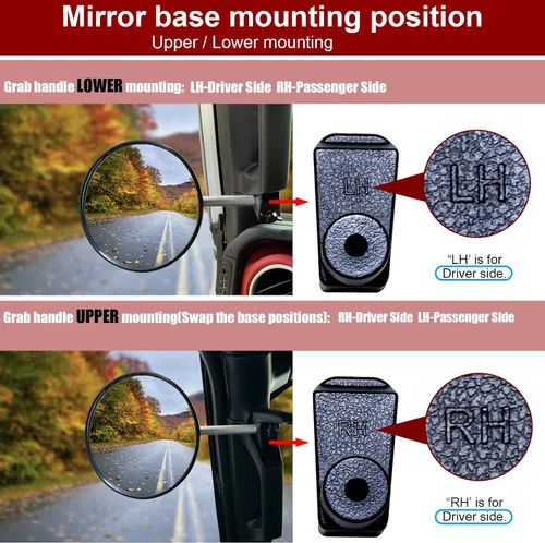 Vista 3 de Buling Doors off Mirrors - Espejos retrovisores profesionales todoterreno 2025, diseño mejorado compatible con Jeep Wrangler JL/JLU 2018-2023 y Jeep