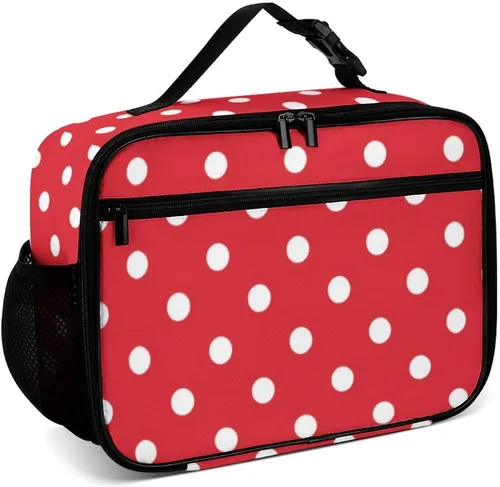 Vista 10 de Lonchera reutilizable con diseño a cuadros y negro y blanco con aislamiento, bolsa de almuerzo para comida y comida, bolsa de mano para mujeres