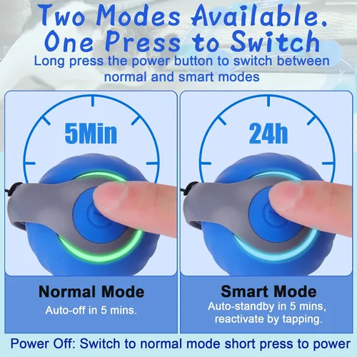 Vista 3 de BABORUI Paquete de 2 bolas interactivas azules de juguete para gatos, juguetes interactivos automáticos para gatos de interior con 3 colas, 2