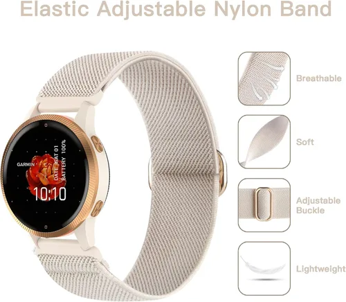 Vista 3 de Compatible con banda Garmin Vivoactive 5 de 20mm, Vivoactive 6/3, paquete de 10 correas de reloj de nailon para Garmin Forerunner