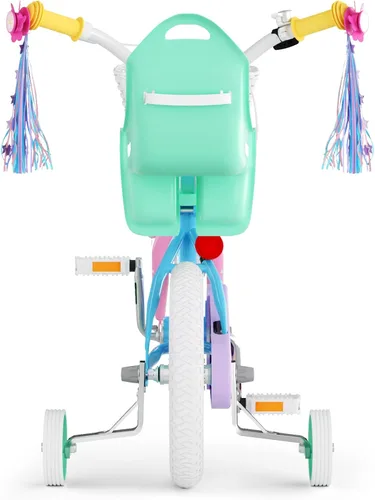 Vista 8 de KORIMEFA Bicicleta para niñas de 2 a 12 años, 12, 14, 16, 20 pulgadas, bicicleta para niños pequeños con ruedas de entrenamiento, bicicleta