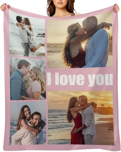 Vista 9 de Manta personalizada con fotos, texto, manta de franela personalizada para adultos, cumpleaños, Navidad, Halloween, Día del Padre, Día de la Madre